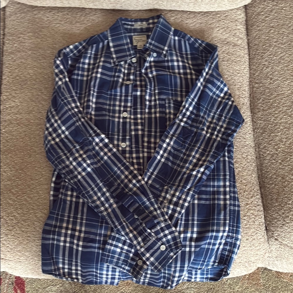 J. Crew Blue and White Casual Button Down Shirt